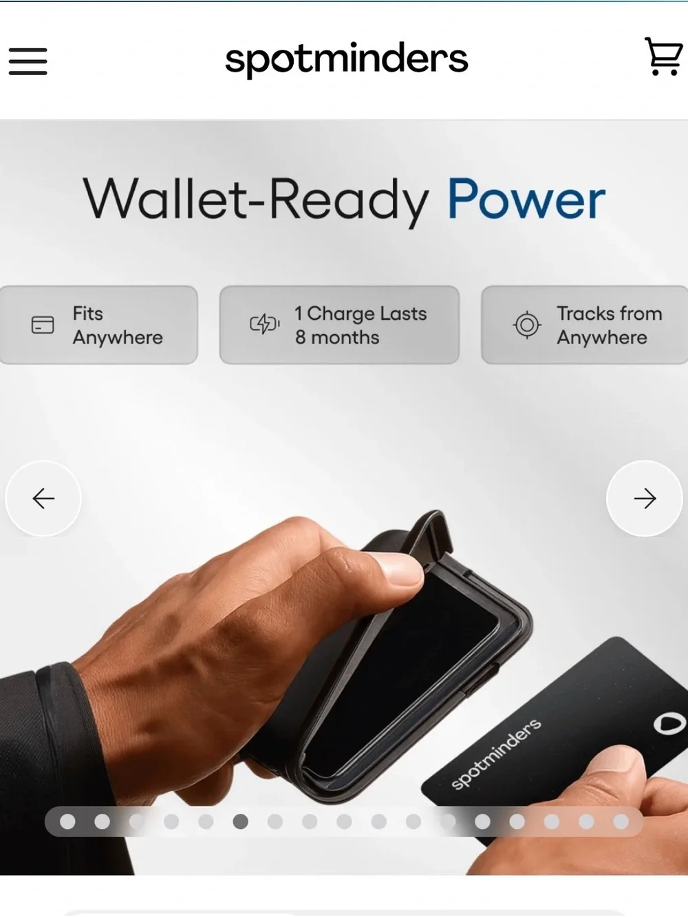 Spotminders Black Wireless Tracker Cards with Wireless Charger Included